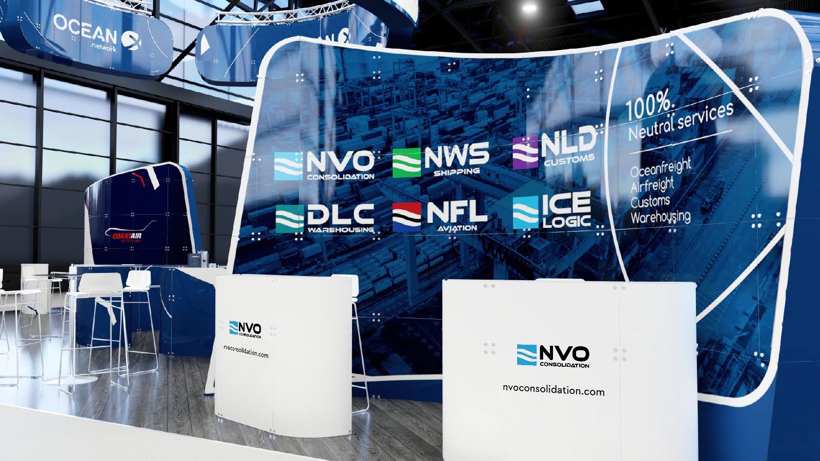 An image of the NVO Consolidation stand at the Transport Logistic event in Munich 2023